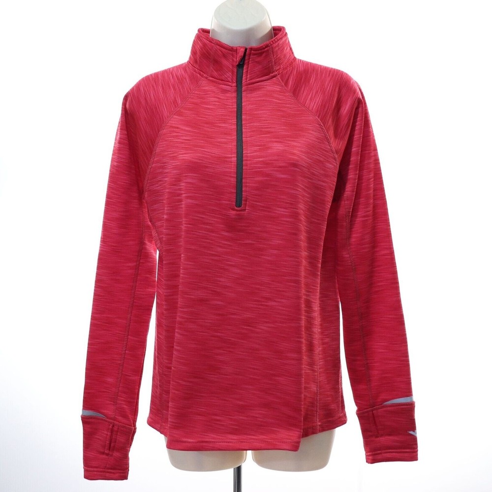 Pony Women's Pullover Track Jacket M Medium Dark Pink 1/2 Zip Fleece Lined EUC